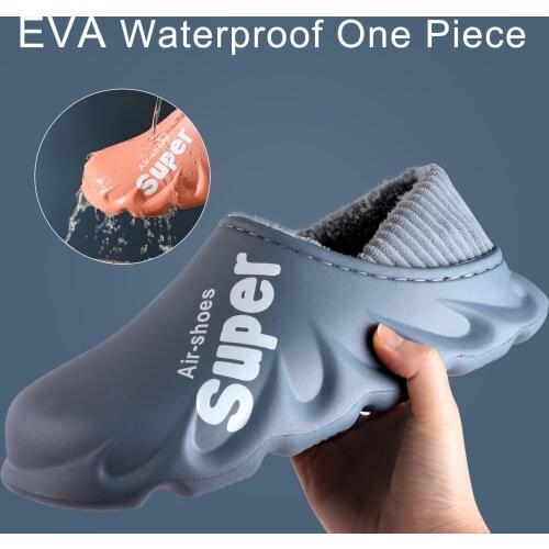 2021 New Winter Slippers Warm Men Shoes Waterproof Women Couples Non-Slip Plush Cotton Indoor Outdoor Cozy Home Autumn Thick Hee