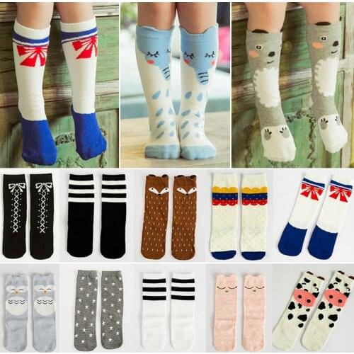 1 Pair Lovely Cartoon Fox Baby Socks Knee High Boys Girls Toddler Socks Animal Infant Soft Cotton Socks Kids 0-3Y