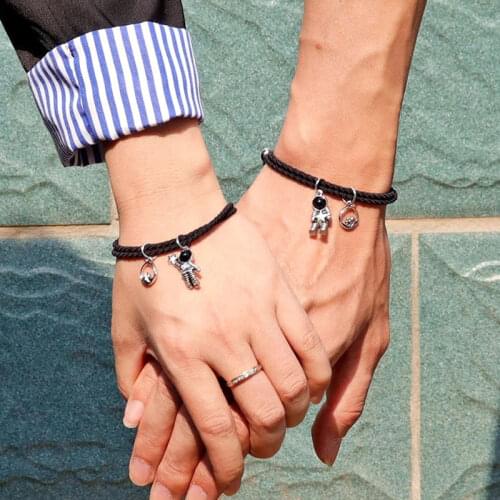 1Pair Romantic Magnet Attracts Couple Bracelets F/ Lovers Cute Cartoon Matching Partner Braslet Friendship Jewelry Birthday Gift