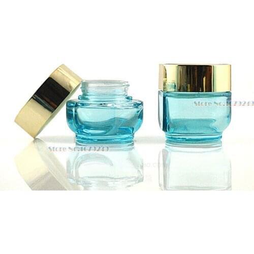 30g Light blue Clear Glass Jar Empty Cream Jars Cosmetic Packaging Containers cosmetic jar,plastic cap jar 100pcs/lot