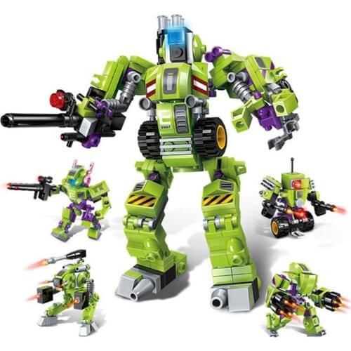 4 In 1 Mech Transformer Robot Model Building Blocks Figure Kit Learning Educational Bricks Set Toys For Children Boys