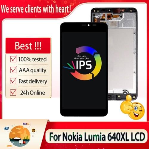 5.7" Original For Nokia Lumia 640 XL 640XL LCD Display Touch Screen Digitizer Replacement Parts For Nokia 640XL LCD With Frame