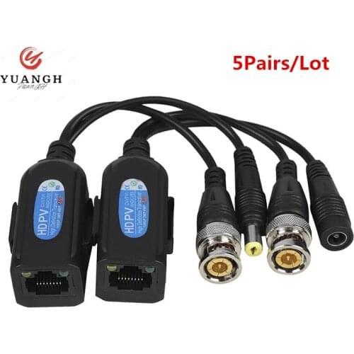 5 Pairs BNC To RJ45 5MP Passive Video Balun Transmission Twisted Pair For Video Surveillance CCTV Cameras