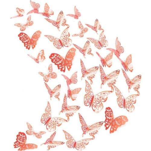 84Pcs Butterfly Wall Decals Sticker Decorations 3D Metallic Hollow-Out, Removable Mural DIY Home Decor for Living Room