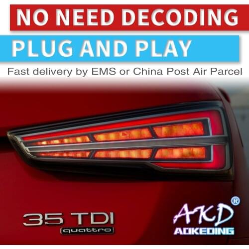 AKD Car Styling Taillights for Audi Q3 Taillight 2013-2018 LED Tail Light DRL Tail Lamp Turn Signal Rear Reverse Brake