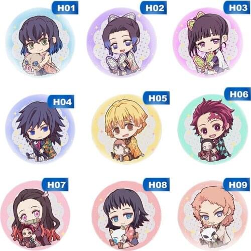 Anime Demon Slayer: Kimetsu No Yaiba Kamado Tanjirou Cosplay Bedge Collect Backpacks Bags Badges Button Tinplate Brooch Pins