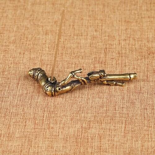 Antique Copper Tree Branches Cicada Figurines Creative Crafts Incense Stick Holder Pure Brass Ornament Desk Decoration Accessory