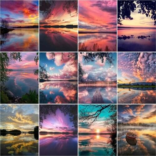 AZQSD Paint By Numbers Canvas Cloud Lake Handpainted Unique Gift Painting By Number Adults Sky Landscape Kits Home Decor