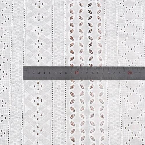 White Hollow Lace Cloth Geo Embroidered Womens Summer Cotton Cloth Hollow Lace Fabric