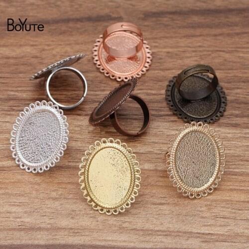 BoYuTe Custom Made (200 Pieces/Lot) 18*25mm Oval Cabochon Base Ring Blanks Diy Adjustable Ring Accessories
