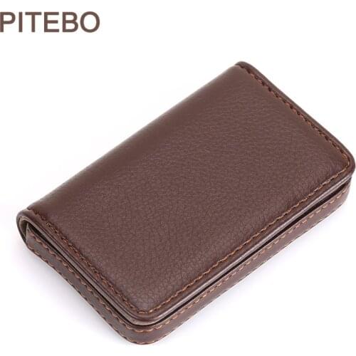 PITEBO Business office leather business card case, mens business card case, womens stainless steel business card case
