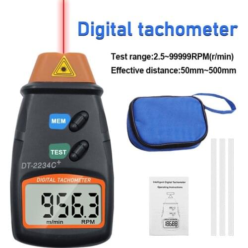 DT2234C Digital Laser Counter Meter Non Contact RPM Tach Speed Gauge Engine Diagnostic Tool