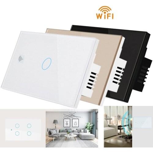 APP smart life remote control American standard 1 \ 2 \ 3gang single fire wire control light switch WIFI smart touch switch supp