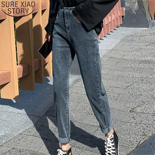 Jeans Women Straight Fashion High Waist Jeans Loose Pants Women All-match 2021 Autumn Stretch Street Style Jeans Trousers 10791