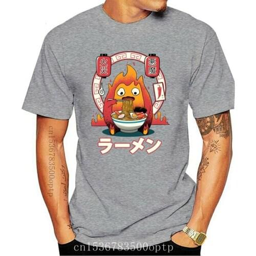Howls Moving Castle Fire Demon Ramen Calcifer Mens T-Shirt women tshirt