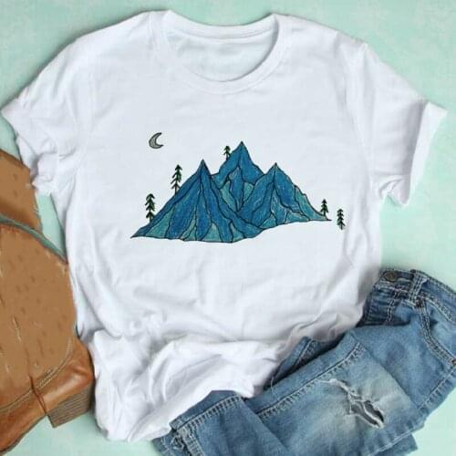 Women Short Sleeve Mountain Cute Travel Fashion Printing Spring Summer Clothes Print Tshirt Female Tee Top Graphic T-shirt