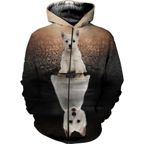 Jumeast Cartoon Puppy Long Sleeve Hooded Clothes 3D Printing Zipper Hoodie Man Women Casusl Couple Jacket Large Size 7XL