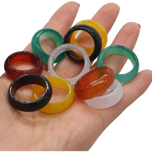 Natural stone agates rings jewelry a diversity of stones two kinds of models Unisex Circle Natural Stone Finger Rings charms