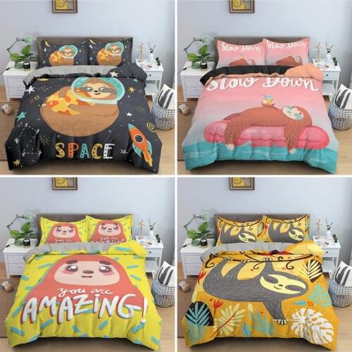 Cute Cartoon Animal Bedding Set Soft Microfiber Duvet Cover Set With Pillowcases Single Double Queen King for Kids Home Textile