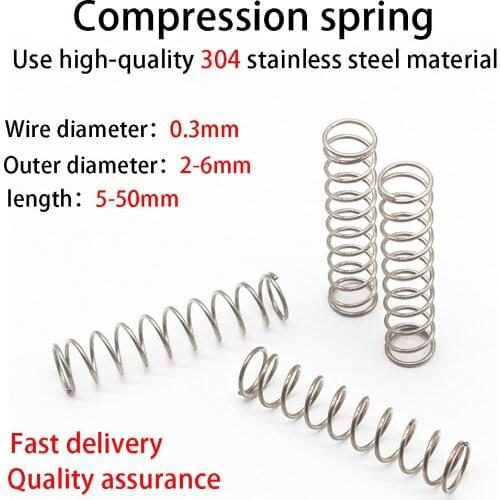 Stainless Steel Compression Spring, Cylindrical Spring, Y-type Rotor Return Spring, Steel Wire Diameter 0.3mm, 10pcs