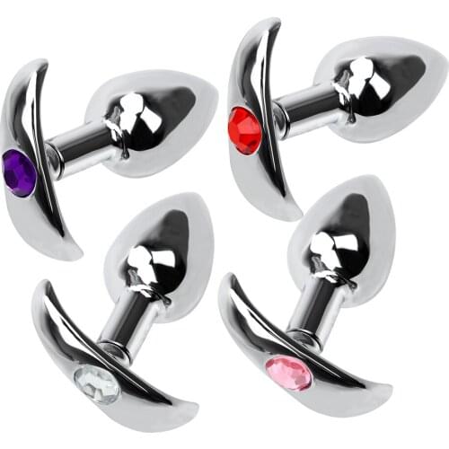 OLO Stainless Steel Prostate Massager Sex Toys for Women Men Butt Plug Crystal Jewelry Butt Stimulation Metal Anal Plug
