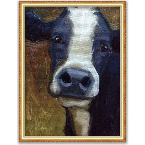Animal Cow DIY Cross Stitch 11CT Embroidery Kits Craft Needlework Set Printed Canvas Cotton Thread Home Decoration Living Room