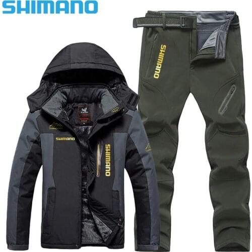 New Shimano Winter Suit Fishing Jacket Waterproof Windproof Warm Thick Pants Fishing Coats Fishing Suit Winter Men Fishing Wear