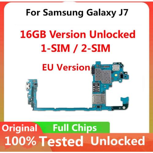 16GB Original Unlocked for Samsung Galaxy J7J700F 1 SIM 2 SIM Motherboard EU Version Android OS Logic Board Full Chips Plate MB