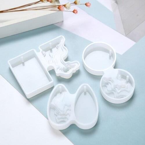 Transparent White Silicone Pendant Mould Resin Decorative Craft DIY Crystal Island Mountain Mold Epoxy Molds for Jewelry E56C