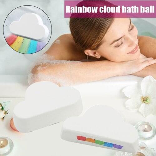 Rainbow Cloud Bath Salt Ball 160g Bath Salt Body Essential Oil Bath Ball Bubble Bath Ball Bubble Shower Rainbow can CSV