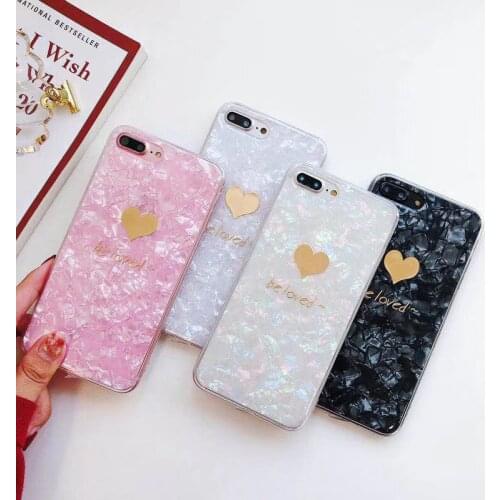Luxury Conch Shell Phone Case For iphoneX Letter BE LOVED Print IMD Soft Case For iphone 6S 6 7 8 Plus