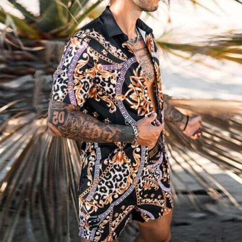 Europe And America 2021 Spring And Summer Abstract Digital Printing Quick-Drying Loose Short-Sleeved Shirt Casual Mens
