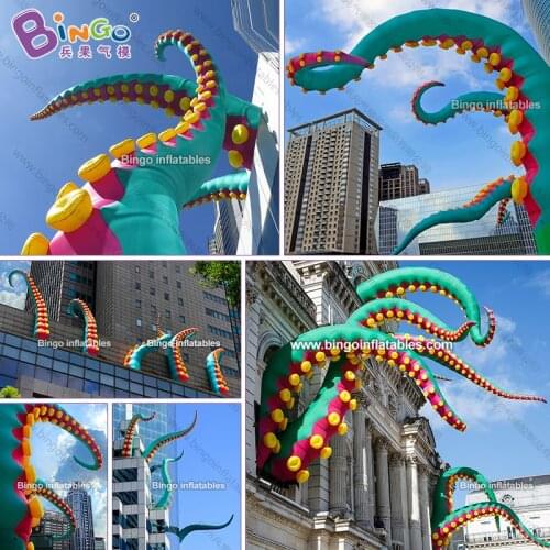 Custom made 3~5 meters tall inflatable octopus tentacle with double sucker for amusement park / blow up octopus tentacle toys