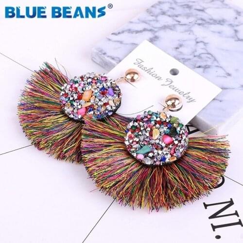 Tassel Earrings for women vintage big heart tassel bohemian earings fashion jewelry 2019 geometric yellow drop earring luxury