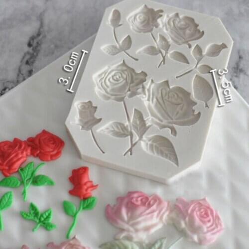 Rose Leaf Silicone Mould Flowers Leaves Cake Border Edge Decoration Fondant Cake Chocolate Icing Mold Bakeware