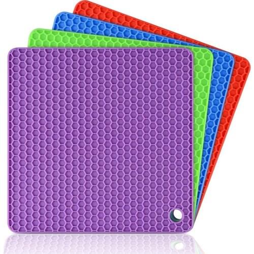 Silicone Trivet Mats for Hot Pots Multi-purpose Drying Trivet Mat Kitchen Table pad Non Slip Flexible Durable Heat Resistant Pad