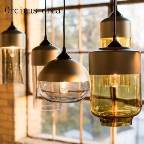 Nordic retro industrial wind glass chandelier living room restaurant coffee shop creative modern simple single head Chandelier