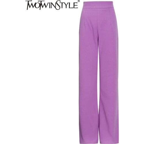 TWOTWINSTYLE Korean Fashion Harajuku High Waist Pants Female Wide Leg Trousers Plus Size Slant Pocket Women Clothing 2021 Style