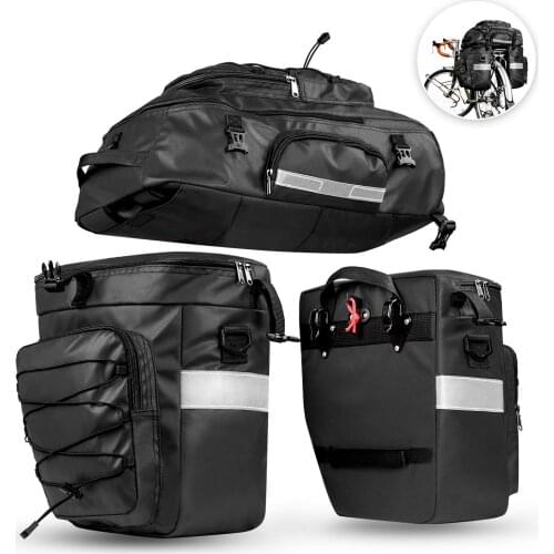 Rhinowalk Bike Bag 65L Big Bicycle Pannier Bag 3 In 1 Cycling Luggage Rear Seat Trunk-bag Waterproof Multifunction Backpack