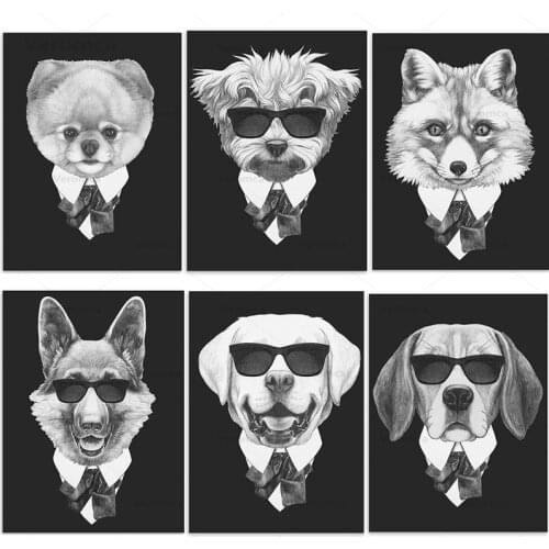 Vintage Elegant Dogs Metal Poster Retro Tin Plate Black and White Pet Dogs Iron Painting Wall Decor for Pub Club Home Decor Sign