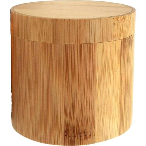 Waterproof Natural Bamboo Cylinder Natural Watch Storage Case with Pillow Travel Jewelry Box