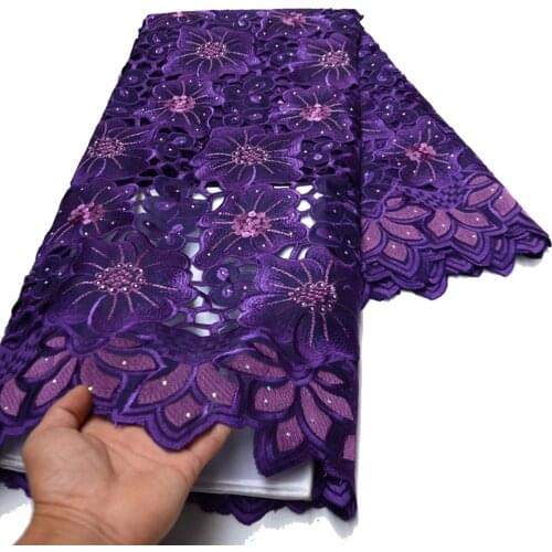 High quality new design Handcut holed African Wedding lace fabric with stones embroidery swiss voile lace for clothes Z90610