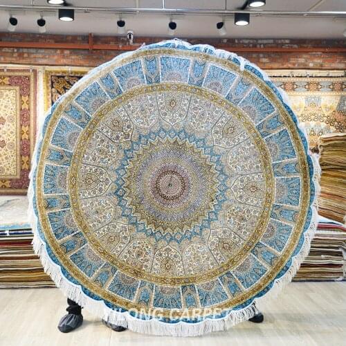 Yilong 6'x6' turkish silk round carpets exquisite hand knotted oriental round silk rug (1059)