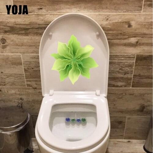 YOJA 21.9*22.6CM Mood Colorful Green Flower Personality Bathroom Decor Toilet Sticker Home Wall Decal T1-0472