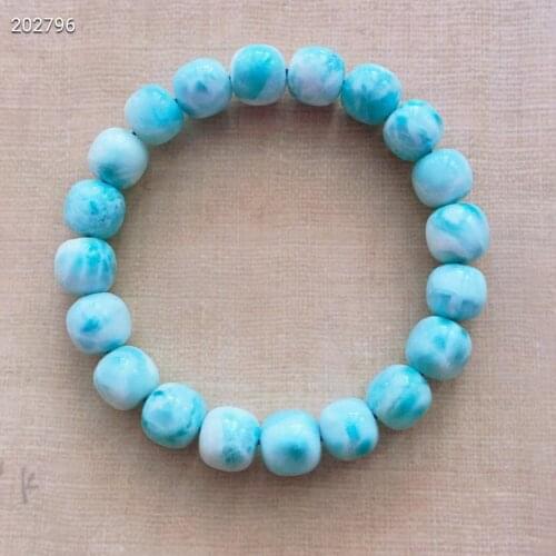 Genuine Natural Blue Larimar Gemstone Barrel Beads Bracelet Bangle 10*10mm Water Pattern Larimar Women Genuine AAAAAA