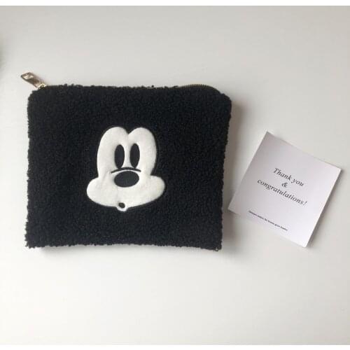 Disney Cartoon Mickey Snowman Lady Clutch Lamb Hair Cartoon Cosmetic Bag Student Cute Storage Bag