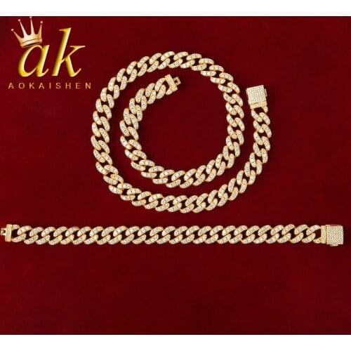 10MM Cuban Necklace Bracelet Jewelry Sets Gold Color Hip Hop Women