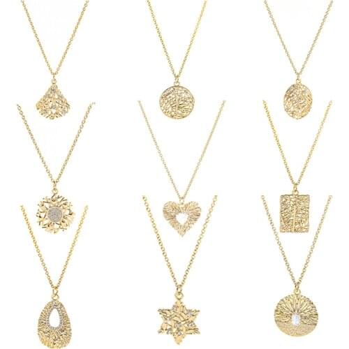New Simple Gold Geometric Hollow Heart Pendants Necklace for Women 2020 Fashion Crystal Choker Necklace Clavicle Jewelry Gift
