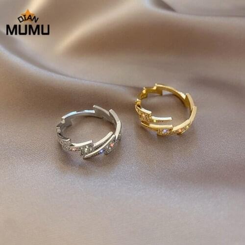 2021 New Rings European and American popular fashion personality ring diamond lightning opening adjustable ring female