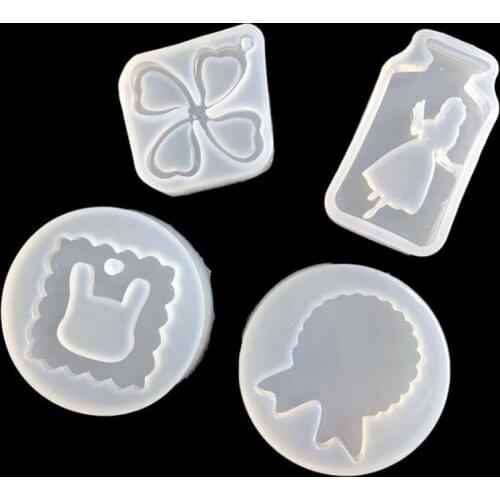 1PCS mirror drop glue fondant silicone mold key chain Charms pendant decoration